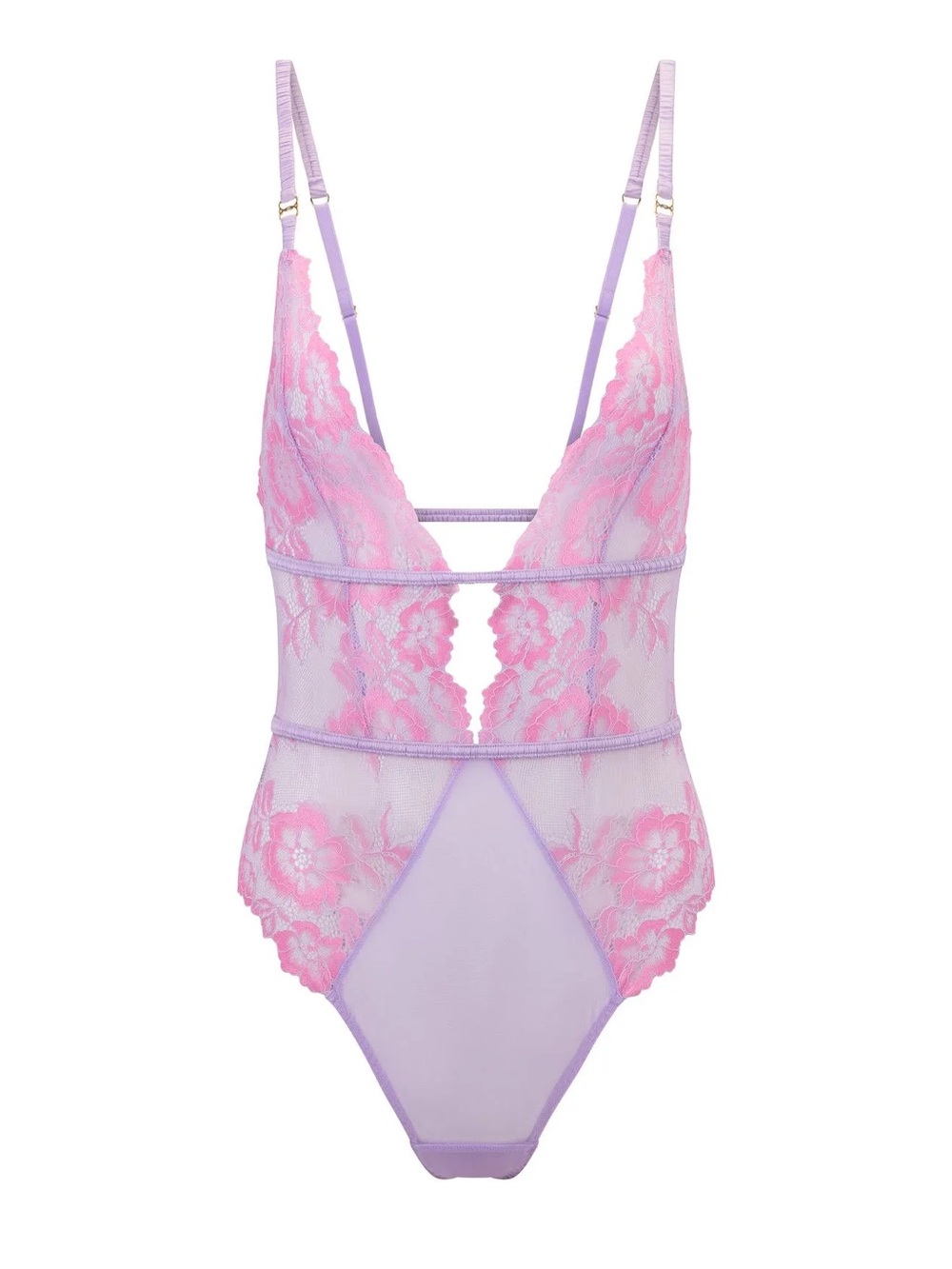 3XL- Adore Me Lavender and Pink Lace Bodysuit Size 3X